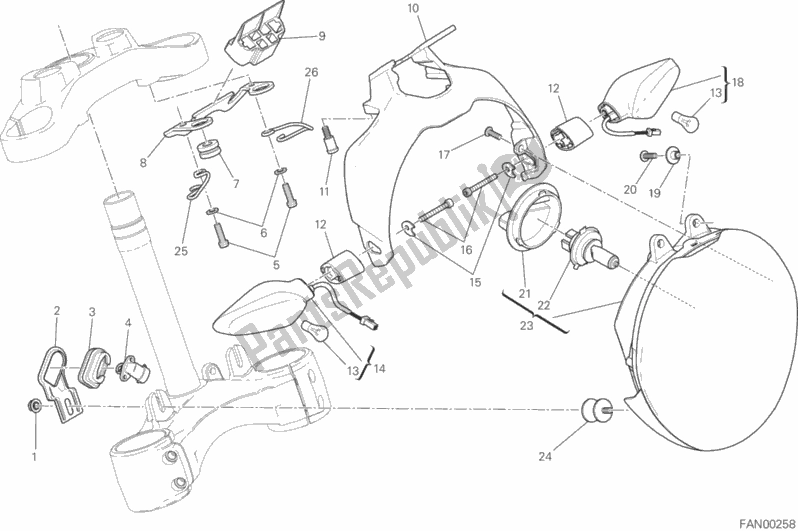 Alle onderdelen voor de Koplamp van de Ducati Monster 821 Brasil 2016
